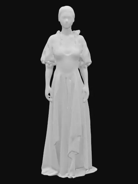 3D model for Beautiful hot full body of tall female character, black and white renesance/gothic dress, braided hair, renesance/gothic style #women#