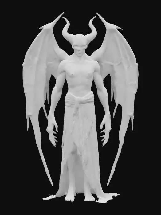 3D model for Male fairy, looking grotesque with spectral vainy wings, decaying rotting skin, dirty tattered half robe, scary look,, #game figure#