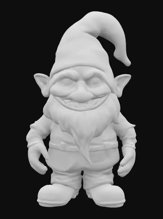 3D model for Creepy horrific looking , #garden# gnom, creepy wide smile and creepy eyes, vivid funny and creepy colors at the same time.