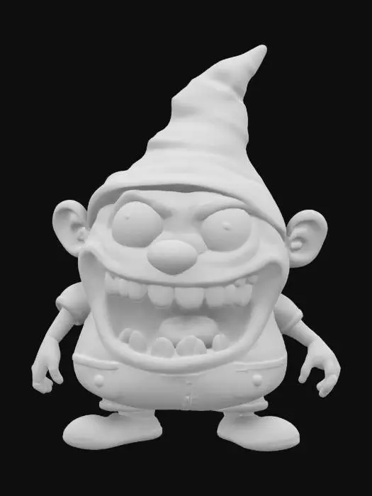 3D model for Creepy horrific looking , #garden# gnom, creepy wide smile and creepy eyes, vivid funny and creepy colors at the same time.