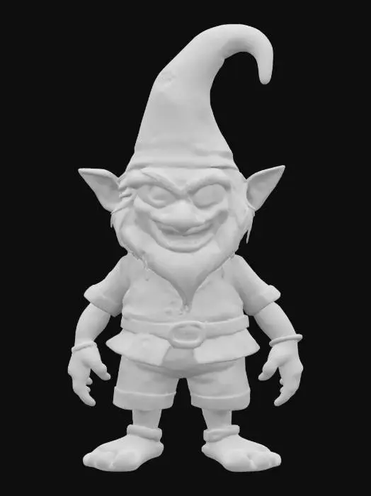 3D model for Creepy horrific looking , #garden# gnom, creepy wide smile and creepy eyes, vivid funny and creepy colors at the same time.