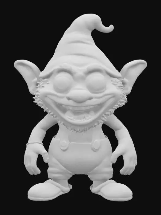 3D model for Creepy horrific looking , #garden# gnom, creepy wide smile and creepy eyes, vivid funny and creepy colors at the same time.