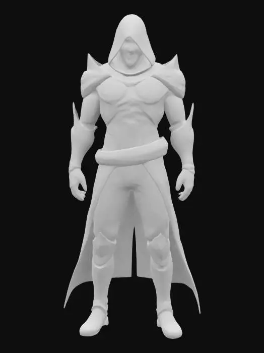 3D model for A futuristic assassin cloaked in reactive chameleon like armor. Their mask is sleek with one glowing eye and a voice-distorting respirator. , hinting at a forgotten past. Designed for a dark fantasy cyberpunk world,