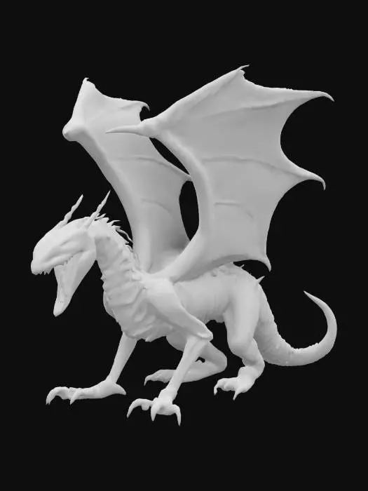 3D model for Undead demon dragon with fur on his back and scales, feather wings. Decaying, he has sharp claws and opened mouth with full of fangs as he roars. He is called the Undead demon dread.