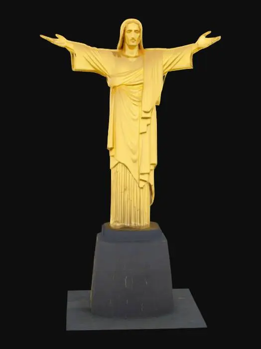 3D model for #AroundTheWorld#, Brazil Rio de Janeiro statue of Christ the Redeemer , fully covered in gold 