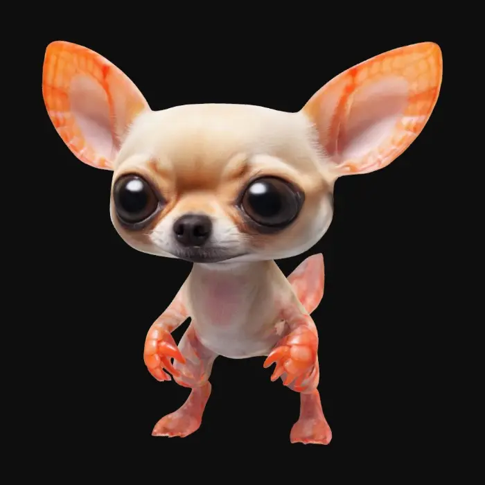 3D model for Cute creature of shrimp merged with Chihuahua