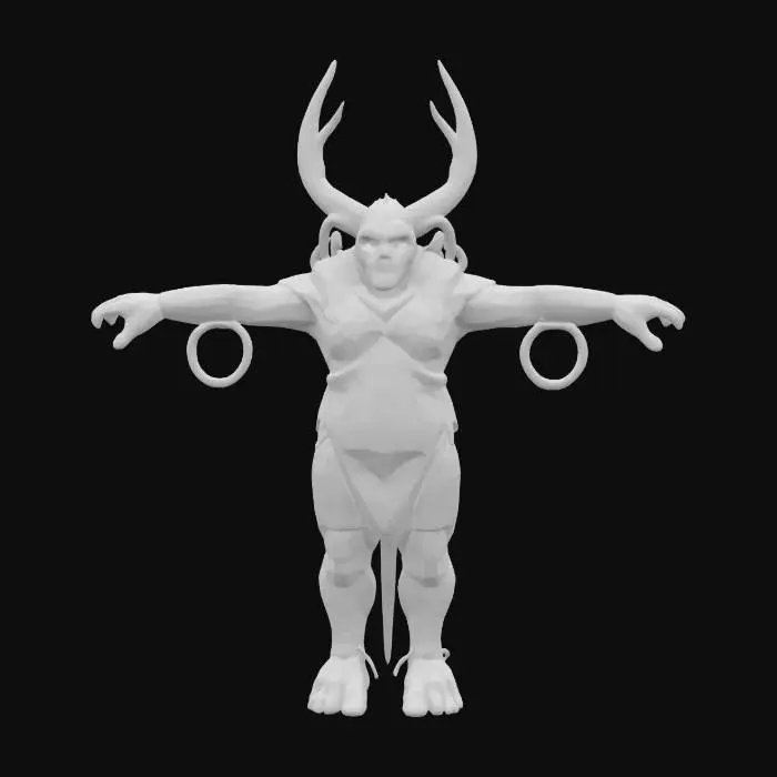 3D model for Design a 3D humanoid character in A-pose or T-pose. No cape or cloak. The entity, named Nullborne, is a fusion of ancient flesh and decaying cybernetics. Its skin is pale grey, etched with sorrowful runes and corroded implants. Tubes pierce through bone, glowing dimly with lost energy. A cracked mask covers a face that no longer remembers itself. Grim dark fantasy meets sci-fi—focus on melancholy, stillness, and faded purpose