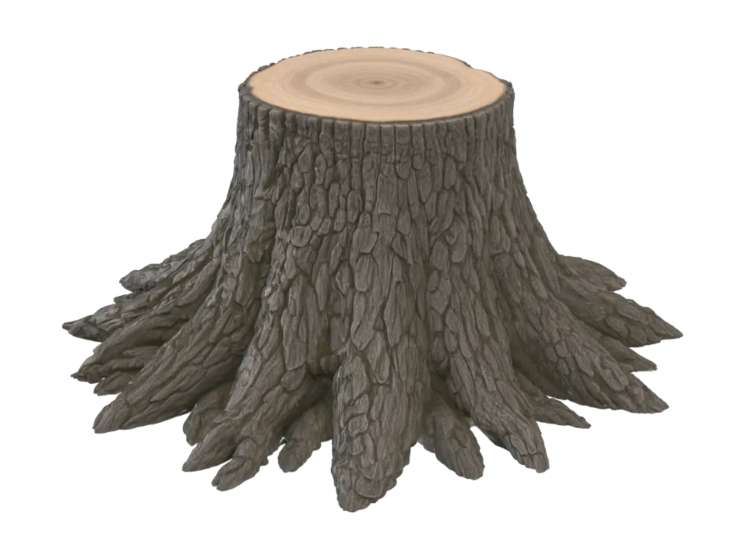 Oak Tree Stump - Bark 3D model, vytvořený pomocí AI