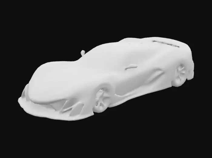 3D model for stylized, car, cyberpunk, gas station car, retro, neon lighting, black car, shiny paint finish, aesthetic
