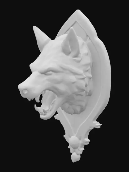 3D model for medieval style angry wolf wall mount