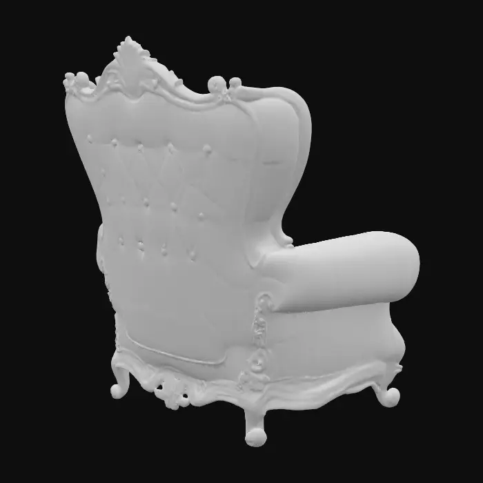 3D model for oversized funky gothic plush wingback chair
