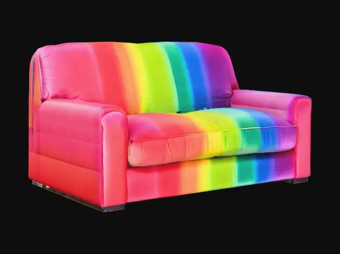 3D model for A rainbow colored big stuffy couch.