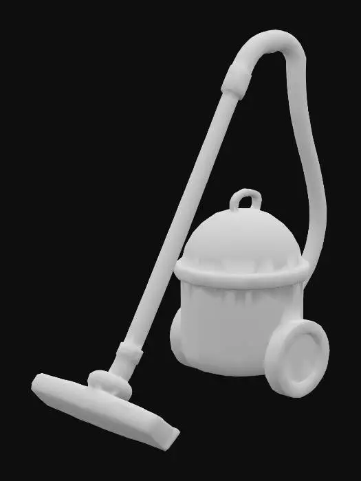 3D model for A 1950s style vacuum cleaner with pastel colors and a low poly shape.