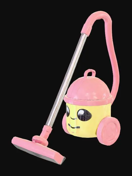 3D model for A 1950s style vacuum cleaner with pastel colors and a low poly shape.