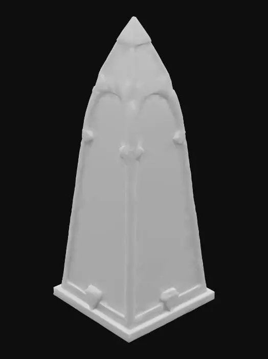 3D model for An eldritch obelisk with ancient arcane etchings on it, the obelisk is made of a dark green obsidian.