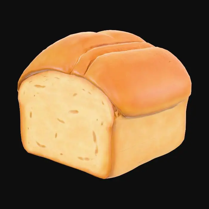 3D model for A freshly baked loaf of bread in a cartoon style.