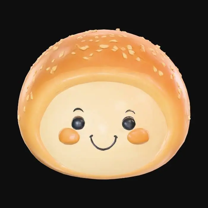 3D model for A freshly baked loaf of bread in a cartoon style.