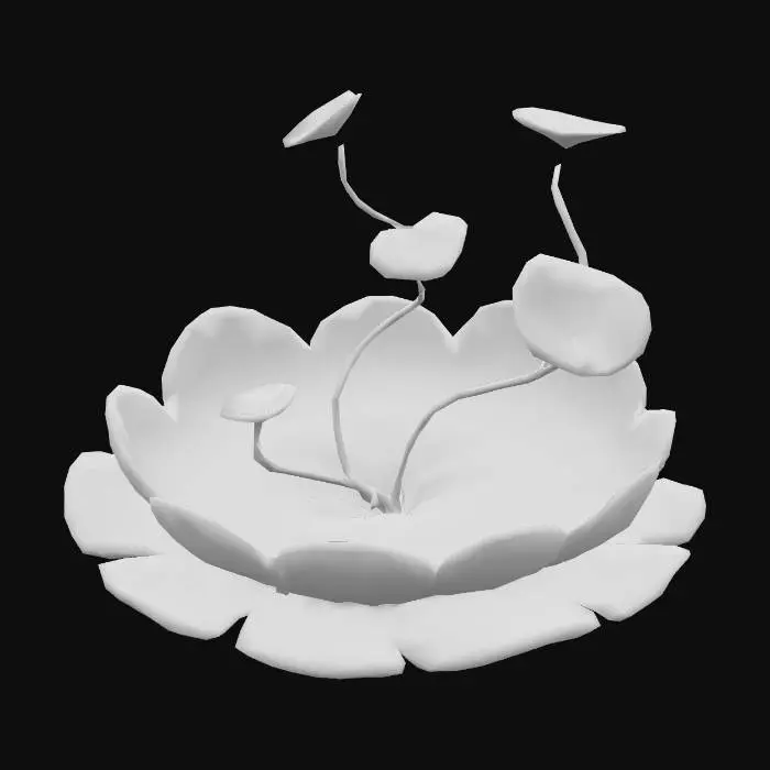 3D model for A simple loy poly lily pad with a whimsical twirling vine