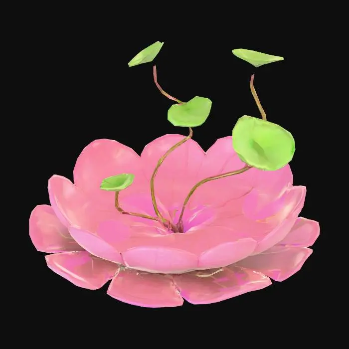 3D model for A simple loy poly lily pad with a whimsical twirling vine