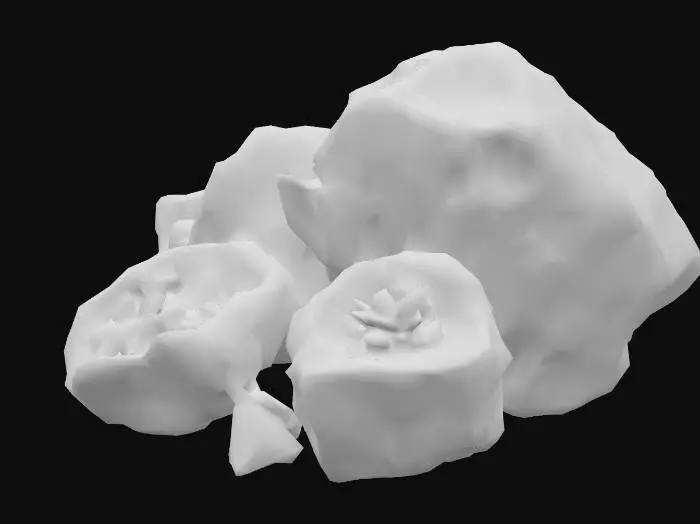 3D model for random space rocks with different elements or crystals embeded in them look to be weathered from being on planet surface