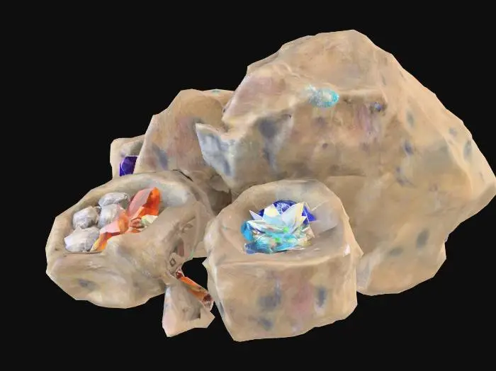 3D model for random space rocks with different elements or crystals embeded in them look to be weathered from being on planet surface