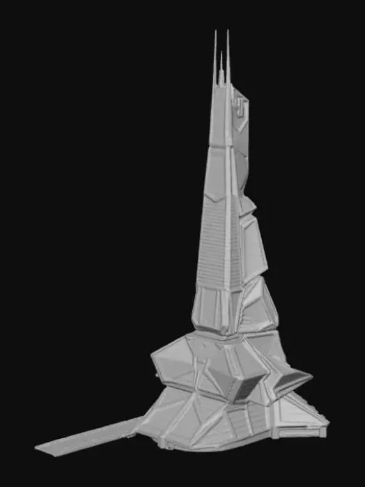 3D model for Futuristic Skyscraper at Dusk