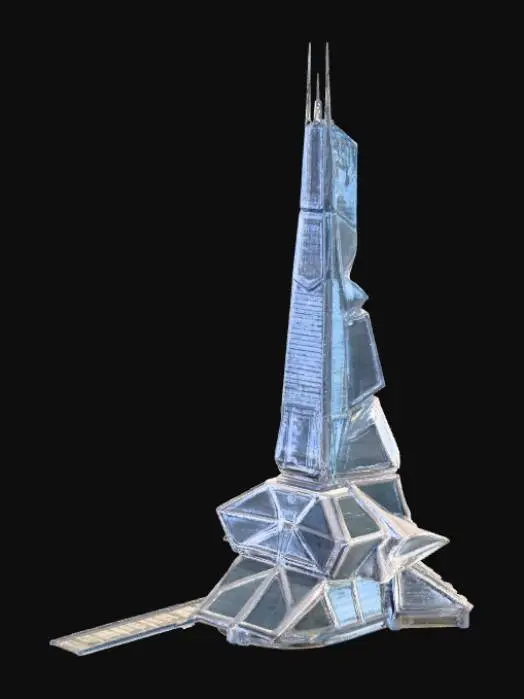 3D model for Futuristic Skyscraper at Dusk
