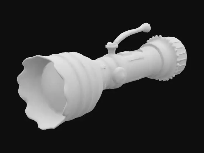 3D model for Object is a small flashlight, steampunk style, brass and copper construction, highly detailed, steampunk.