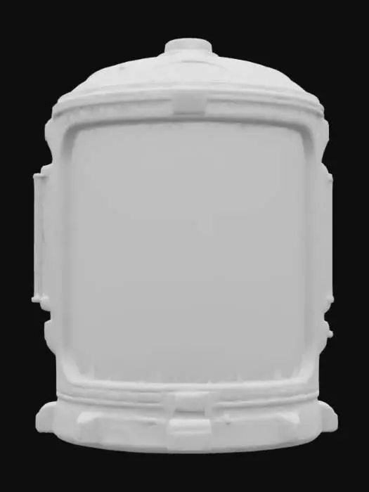 3D model for Object is a specimen containment pod built by aliens. Rounded features, alien technology, clear viewport, filled with bubbling green fluid, highly detailed, cylindrical, many lights and controls. 