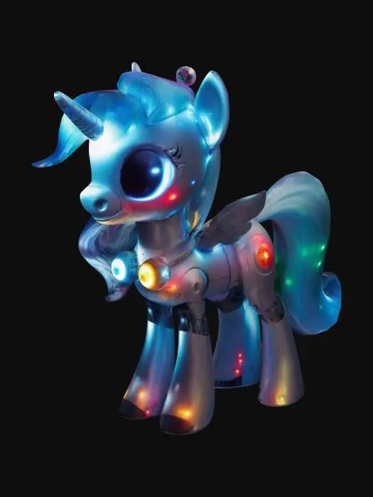 3D model for Little Pony, Christmas, sexy robot, android, glowing light bulbs, epic. #ChristmasAdventure#, 