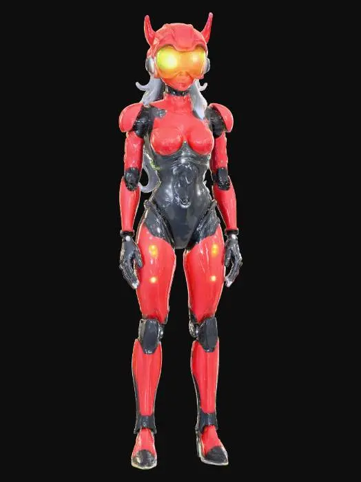 3D model for sexy robot woman Little Pony, Christmas, android, glowing light bulbs, epic.