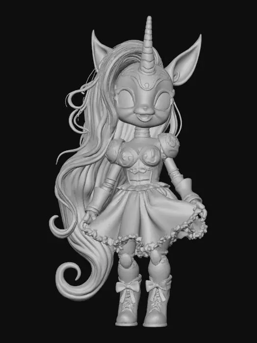 3D model for Little Pony, Christmas, sexy robot, android, glowing light bulbs, epic. , #villain#