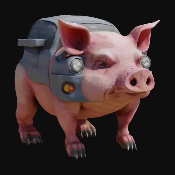 3D model for car pig hybrid monster,realistic,, #game figure#
