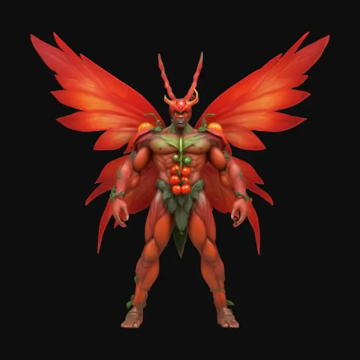 3D model for Epic, muscular, humanoid, giga chad, Tomato Titan, the Fairy Guardian, #fairy#
