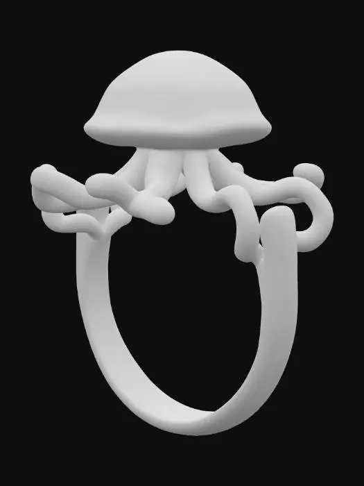 3D model for Crea el modelo 3d de un anillo que en la parte frontal tenga a una medusa