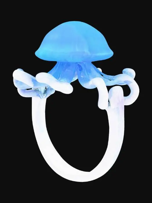 3D model for Crea el modelo 3d de un anillo que en la parte frontal tenga a una medusa