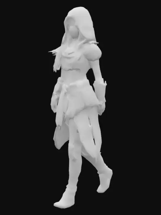 3D model for Beautiful female Zelda wearing Assassin's Creed outfit, The object features an intricate, luminous texture with vibrant swirls and a radiant glow, set against a dark, contrasting background.