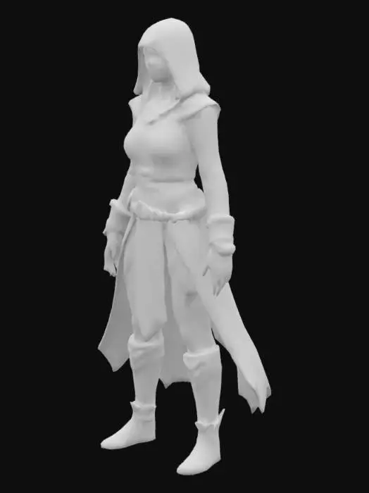 3D model for Beautiful female Zelda wearing Assassin's Creed outfit, The object features an intricate, luminous texture with vibrant swirls and a radiant glow, set against a dark, contrasting background.