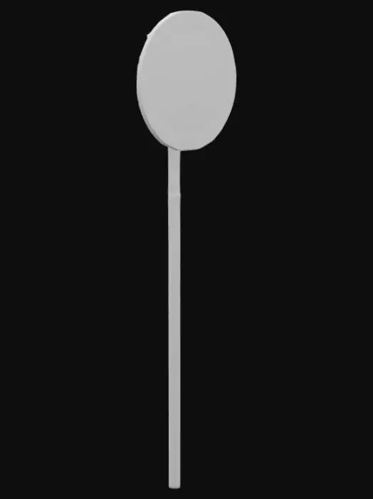 3D model for make me an object which would go inside the soil as a rod and had a space below it it may be 20 cm long and above it there must be a circle with 10 cm radius and have height of 3 cm and in which the inner circle must be of 6 cm radius in which the display and all the essential components may come in itit must be white in colour and be made of any metel the upper circle must face towards me at 90 degree fill the face