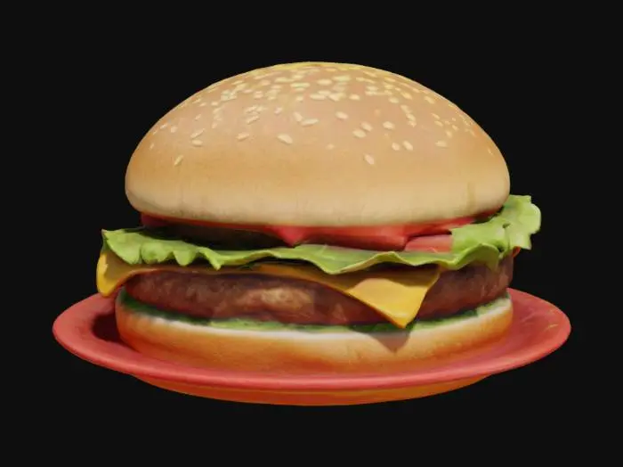 3D model for delicious fast food cheeseburger
