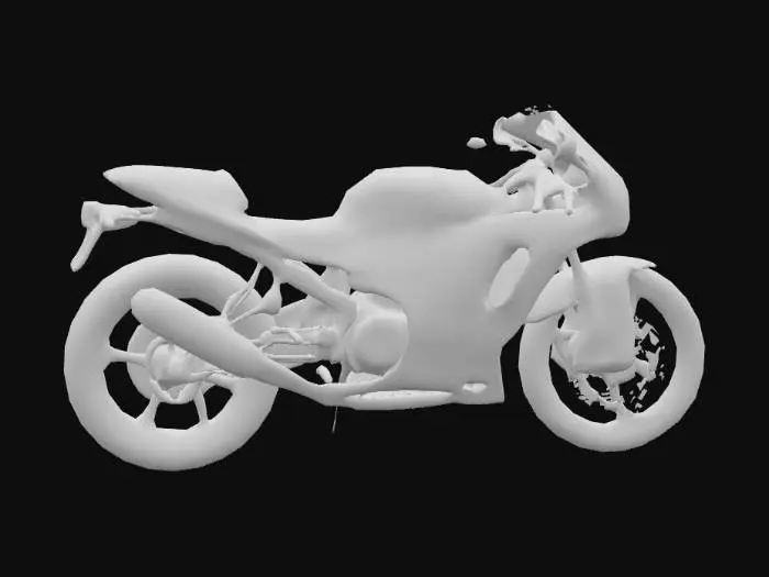3D model for A teal kawasaki ninja motorcycle, hyper realistic, ultra detailed, retro