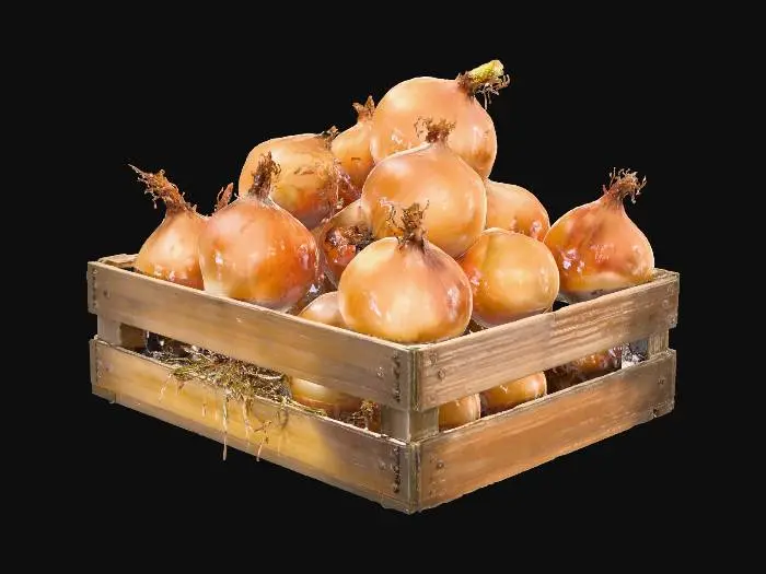 3D model for Onions in a Wooden Crate