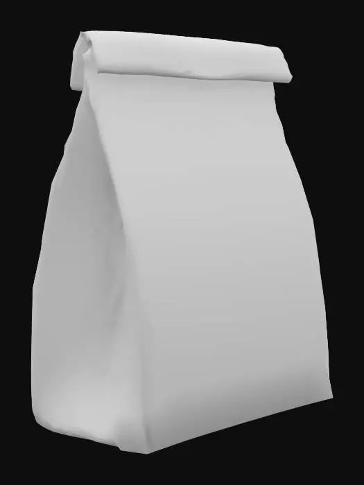 3D model for brown paper bag, folded close, 4K, ultra detailed, hyper realistic