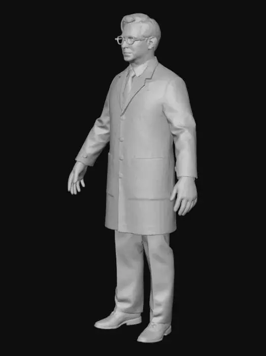 3D model for Scientist in Lab Coat with Purple Gloves
