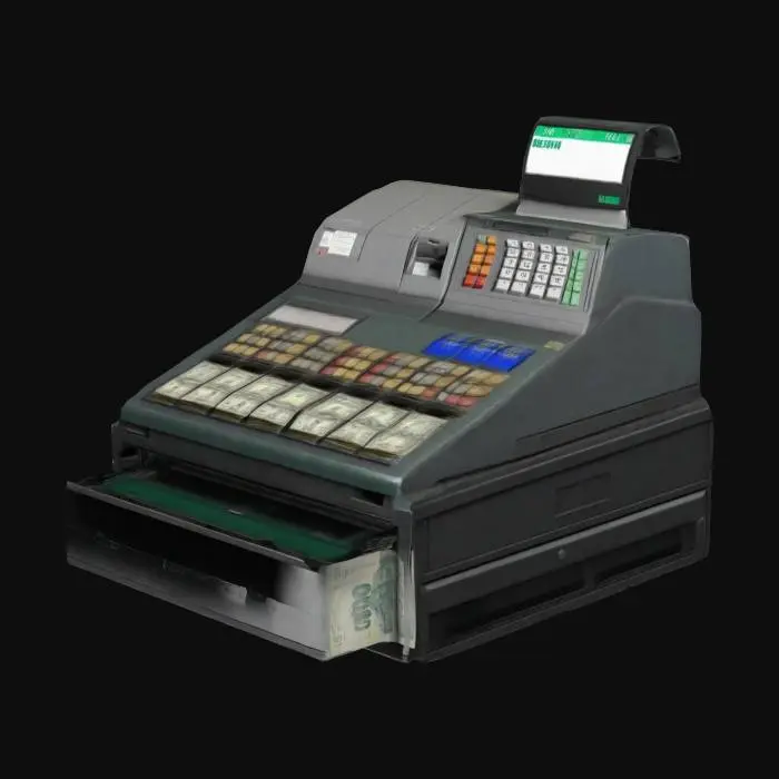 3D model for POS cash register, 1990's, hyper realistic, 4K