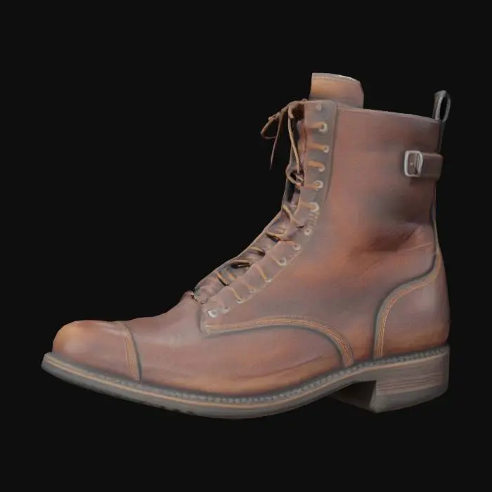 3D model for mens leather motorcycle boot, 4K, hyper detailed, ultra realistic