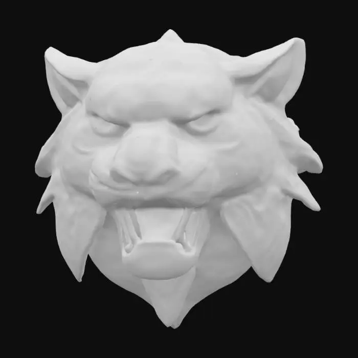 3D model for #emblem#, metal tiger emblem, ultra realistic, hyper detailed, a blue tint alloy