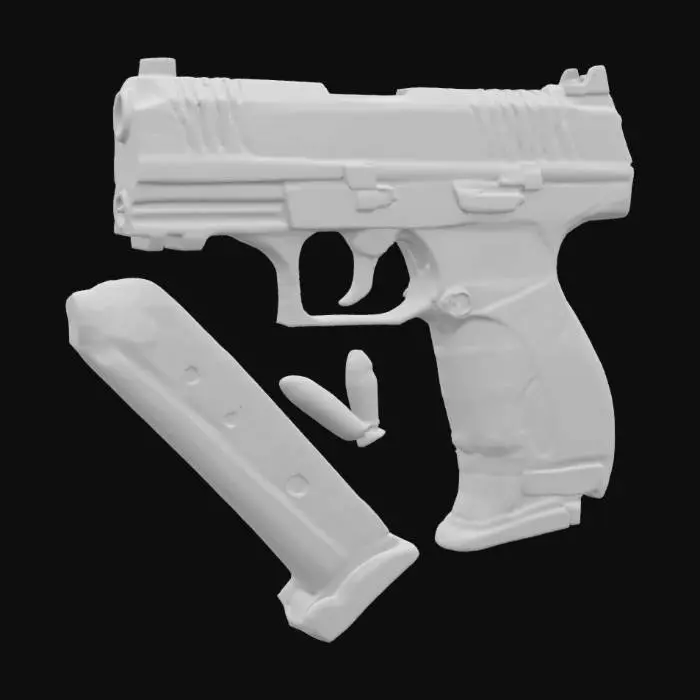 3D model for Pistol and Bullets Still Life