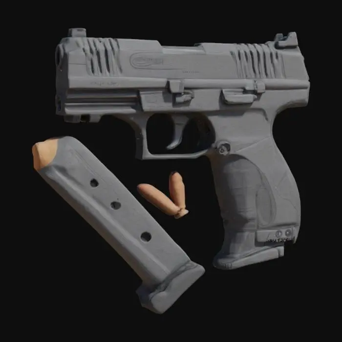 3D model for Pistol and Bullets Still Life
