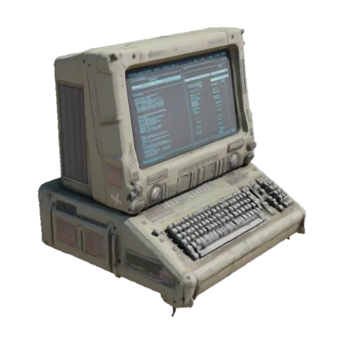 Retro Tech Terminal - Computer 3D model, vytvořený pomocí AI